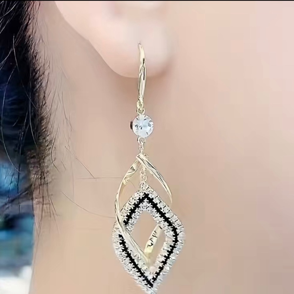 Silver Plated Zircon Dangle Earrings-NWT